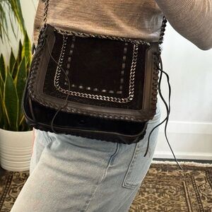 Genuine Leather Black Chain Strap Bag from Zara